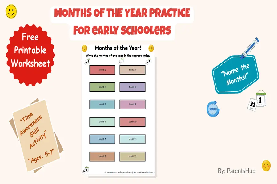 Months of the year worksheet for the preschoolers