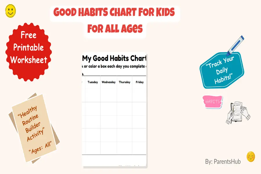 Goo habits worksheet chart for all ages
