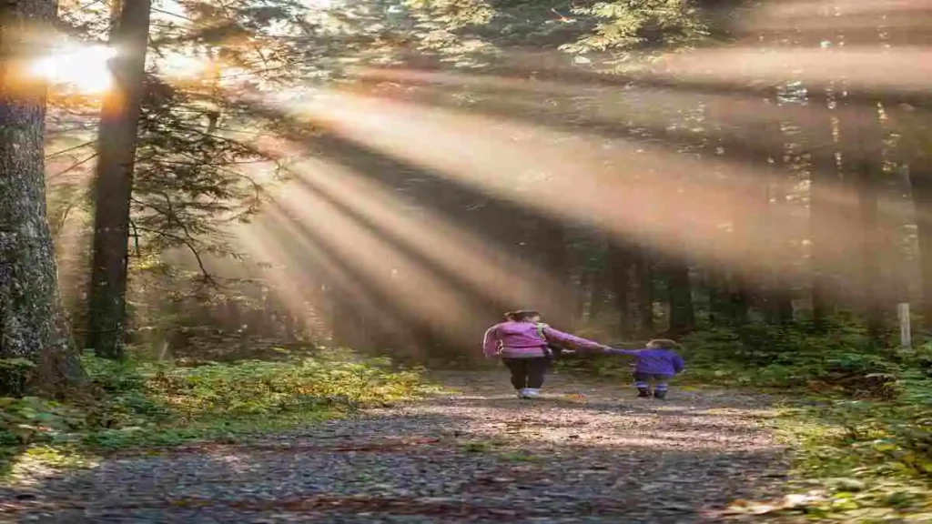 mother and child on a trip