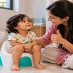 How to Potty Train Your Toddler: A Complete, Stress-Free Guide for Indian Parents Indian mother encouraging her child while potty training a toddler